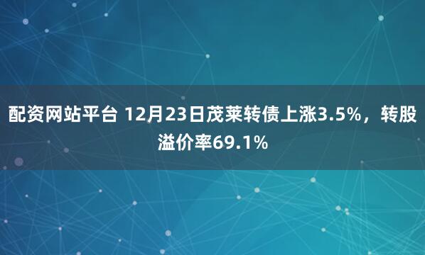 配资网站平台 12月23日茂莱转债上涨3.5%，转股溢价率69.1%